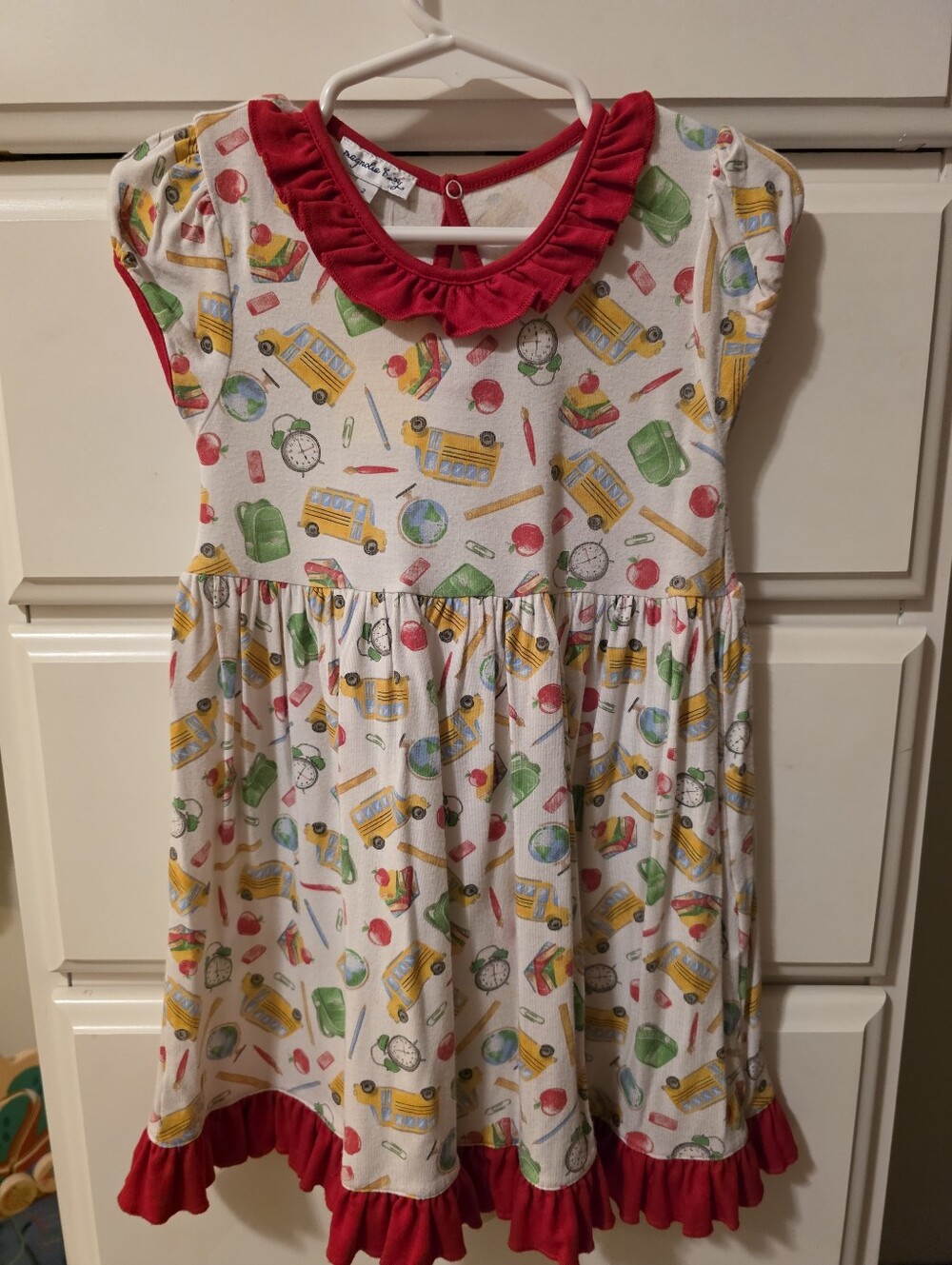 Magnolia Baby girls  Red Trim School-Print Dress